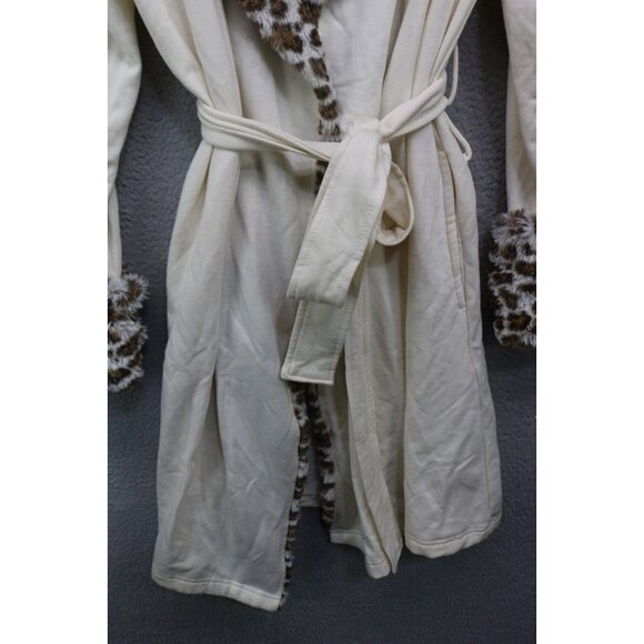 Serra Faux Fur Collar & Trim Robe-Size L/XL-Soft-Belted-Pockets - Picture 2 of 10